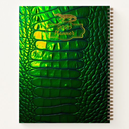 Luxuriöse, irrideszierende grüne Imitate Krokodil Notizblock (Rückseite)