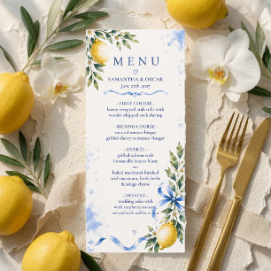 Luxuriöse italienische Zitronen-Hochzeit Menükarte