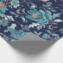 Luxuriöse japanische blaue Pfingstrose und Vögel R