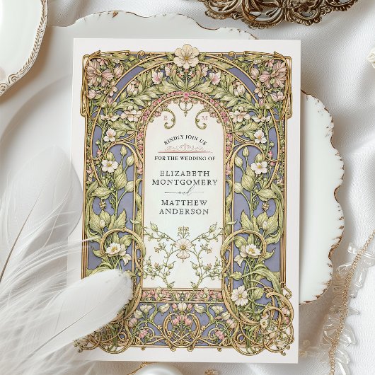 Luxuriöse Jugendstil-Hochzeit Einladung