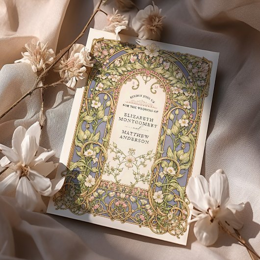 Luxuriöse Jugendstil-Hochzeit Einladung