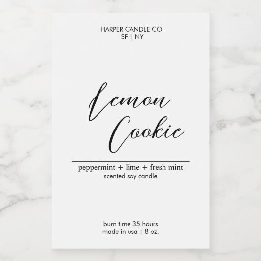 Luxuriöse Kalligrafie Stil Custom Matte Candle Lab Lebensmitteletikett (Einzelnes Label)