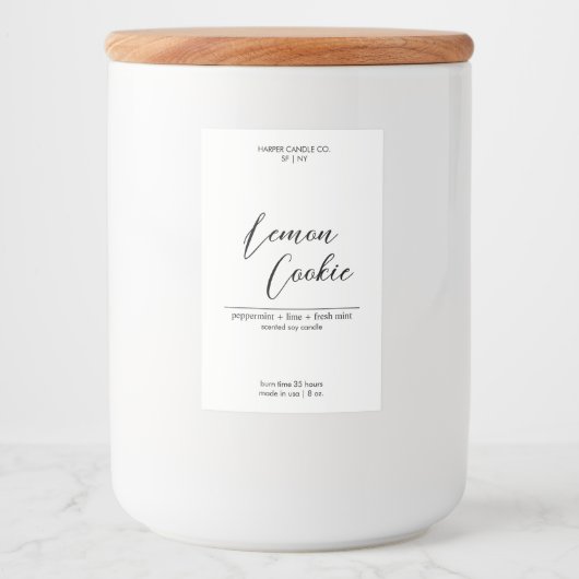 Luxuriöse Kalligrafie Stil Custom Matte Candle Lab Lebensmitteletikett (Vorderseite)