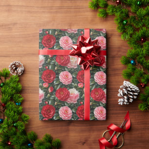 Luxuriöse Kamelienblüten-Foliage Geschenkpapier