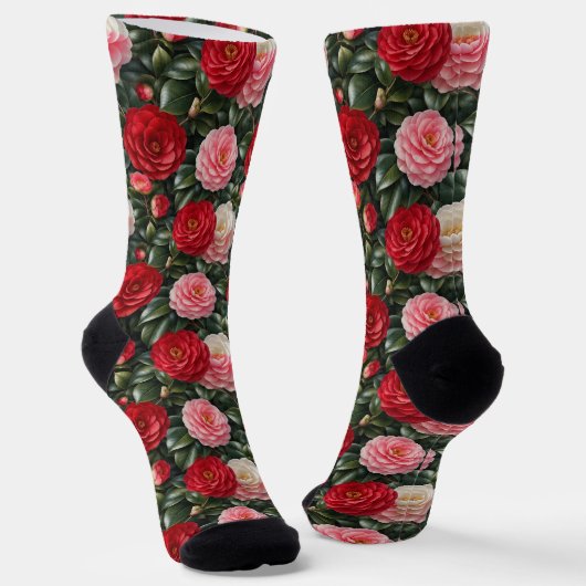 Luxuriöse Kamelienblüten-Foliage Socken (Gewinkelt)