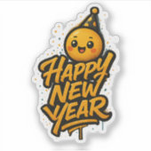 Luxuriöse Kawaii Neujahrsgraffiti — Diagonal Cele Aufkleber (Vorderseite)