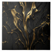 Luxuriöse Keramik aus Marmor Schwarz und Gold Fliese (Vorderseite)
