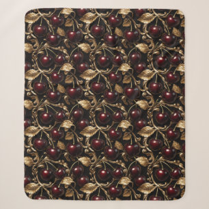 Luxuriöse Kirsche und Gold Barock Nahtloses Muster Sherpadecke