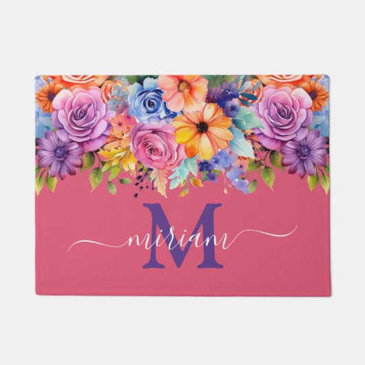 Luxuriöse Kitchen Floor Mat: Frühlingsblumen Rosa Fußmatte (Vorderseite)
