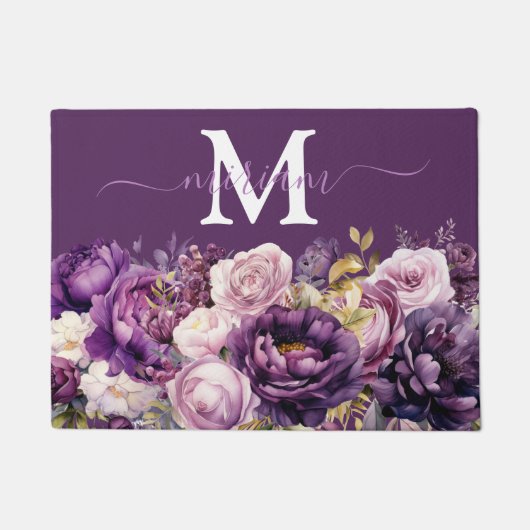 Luxuriöse Kitchen Floor Mat: Purple Flowers Door M Fußmatte (Vorderseite)