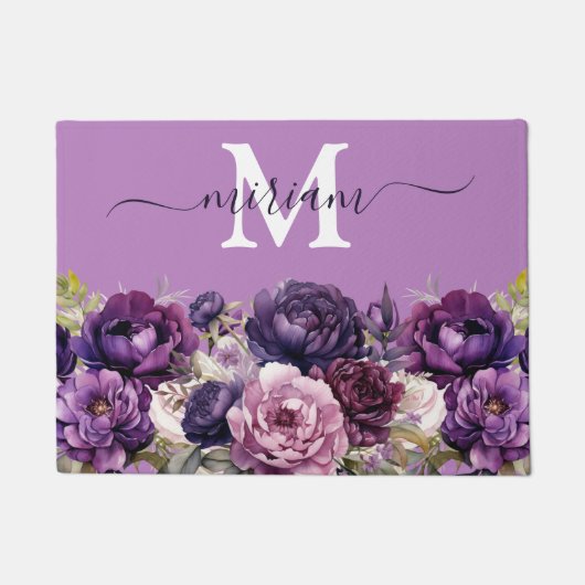 Luxuriöse Kitchen Floor Mat: Purple Flowers Door M Fußmatte (Vorderseite)