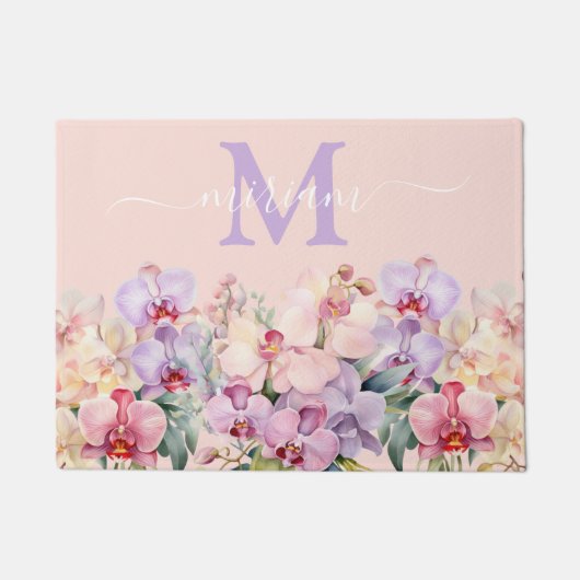 Luxuriöse Kitchen Floor Mat: Rosa und Lila Orchide Fußmatte (Vorderseite)