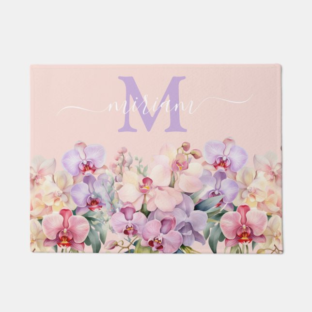 Luxuriöse Kitchen Floor Mat: Rosa und Lila Orchide Fußmatte (Vorderseite)