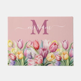 Luxuriöse Kitchen Floor Mat: Rosa und Lila Tulpen Fußmatte