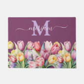 Luxuriöse Kitchen Floor Mat: Rosa und Lila Tulpen Fußmatte (Vorderseite)