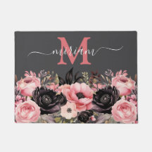 Luxuriöse Kitchen Floor Mat: Rosa und Schwarze Blu