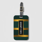 Luxuriöse Kollektion von Green Gold Linen Texture Gepäckanhänger (Vorderseite Vertikal)