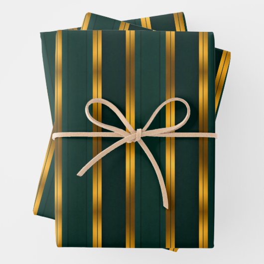 Luxuriöse Kollektion von Green Gold Linen Texture Geschenkpapier Set (Beispiel)