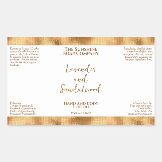 Luxuriöse Kosmetik mit weißer und goldener Folie F Rechteckiger Aufkleber (Vorderseite)