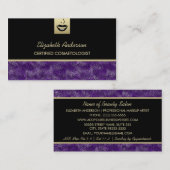 Luxuriöse Kosmetologie Lila Cheetah Makeup Artist Visitenkarte (Vorne/Hinten)