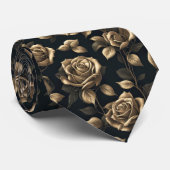Luxuriöse Krawatte mit goldenen Rose auf schwarzem (Gerollt)