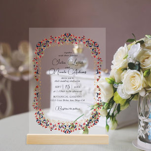 Luxuriöse Künstlerische Botanische Blumige Paisley Acryleinladungen