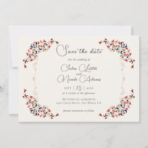 Luxuriöse Künstlerische Botanische Blumige Paisley Save The Date