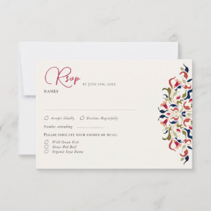 Luxuriöse künstlerische botanische florale Paisley RSVP Karte