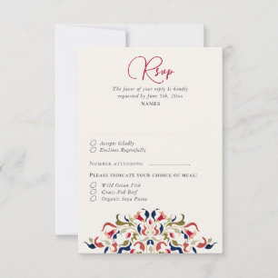 Luxuriöse künstlerische botanische florale Paisley RSVP Karte
