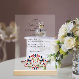 Luxuriöse künstlerische Botanische Paisley Hochzei Acryleinladungen