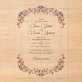 Luxuriöse künstlerische Botanische Paisley Hochzei Acryleinladungen (Vorderseite)