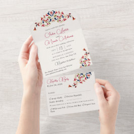 Luxuriöse künstlerische Botanische Paisley Hochzei All In One Einladung