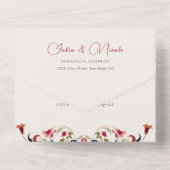 Luxuriöse künstlerische Botanische Paisley Hochzei All In One Einladung (Rückseite)