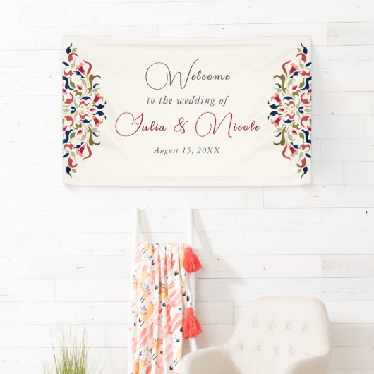 Luxuriöse künstlerische Botanische Paisley Hochzei Banner (Insitu)