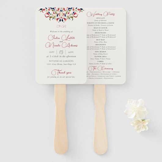 Luxuriöse künstlerische Botanische Paisley Hochzei Fächer (Vorne und Hinten)