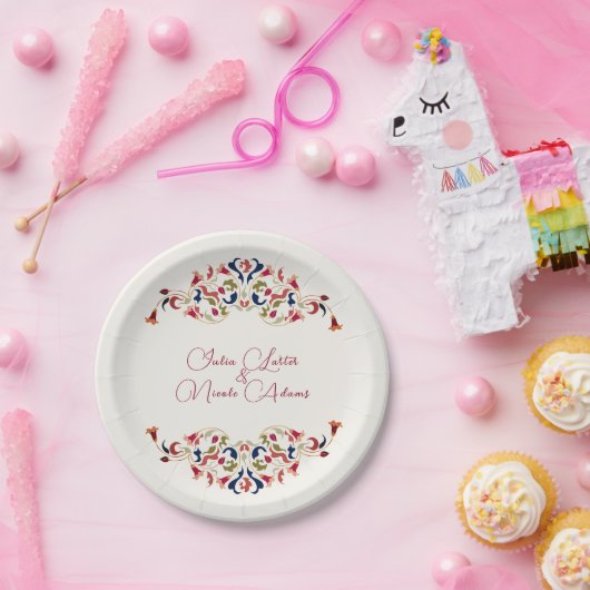 Luxuriöse künstlerische Botanische Paisley Hochzei Pappteller (Party)