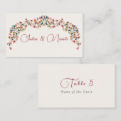 Luxuriöse künstlerische Botanische Paisley Hochzei Platzkarte (Vorne/Hinten)