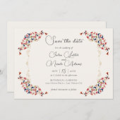 Luxuriöse künstlerische Botanische Paisley Hochzei Save The Date (Vorne/Hinten)