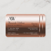 Luxuriöse Kupfer-Blush Shiny Diamonds und Initiale Visitenkarte (Rückseite)