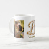 Luxuriöse Kursiv Gold Weiße Initiale B + 2 FOTO Kaffeetasse (Vorderseite Links)