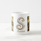 Luxuriöse kursive Gold Weiße Initiale S + 2 FOTO Kaffeetasse (Mittel)