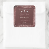 Luxuriöse Labels für Burgundy Sparkle Glitzer Quadratischer Aufkleber (Tasche)