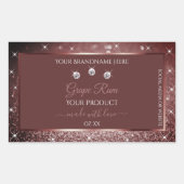 Luxuriöse Labels für Burgundy Sparkle Glitzer Rechteckiger Aufkleber (Vorderseite)