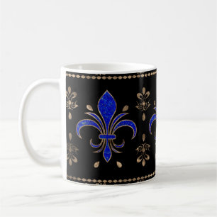 Luxuriöse Lapils Lazuli und goldene Fleur-de-lis-O Kaffeetasse