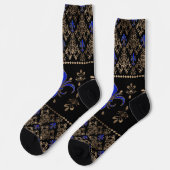 Luxuriöse Lapils Lazuli und goldenes Fleur-de-lis- Socken (Linkes Detail)