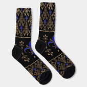 Luxuriöse Lapils Lazuli und goldenes Fleur-de-lis- Socken (Rechts)