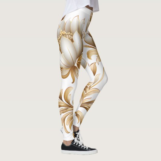 Luxuriöse Leggings aus Gold-Floral (Rechts)