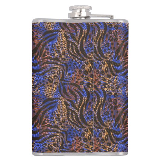Luxuriöse Leopard- und Zebra-Druckmuster Flachmann (Rückseite)