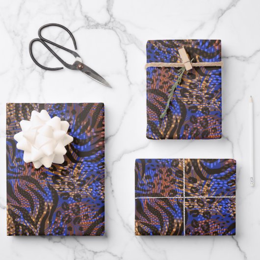 Luxuriöse Leopard- und Zebra-Druckmuster Geschenkpapier Set (Vorderseite)