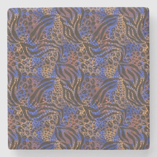 Luxuriöse Leopard- und Zebra-Druckmuster Steinuntersetzer (Vorderseite)